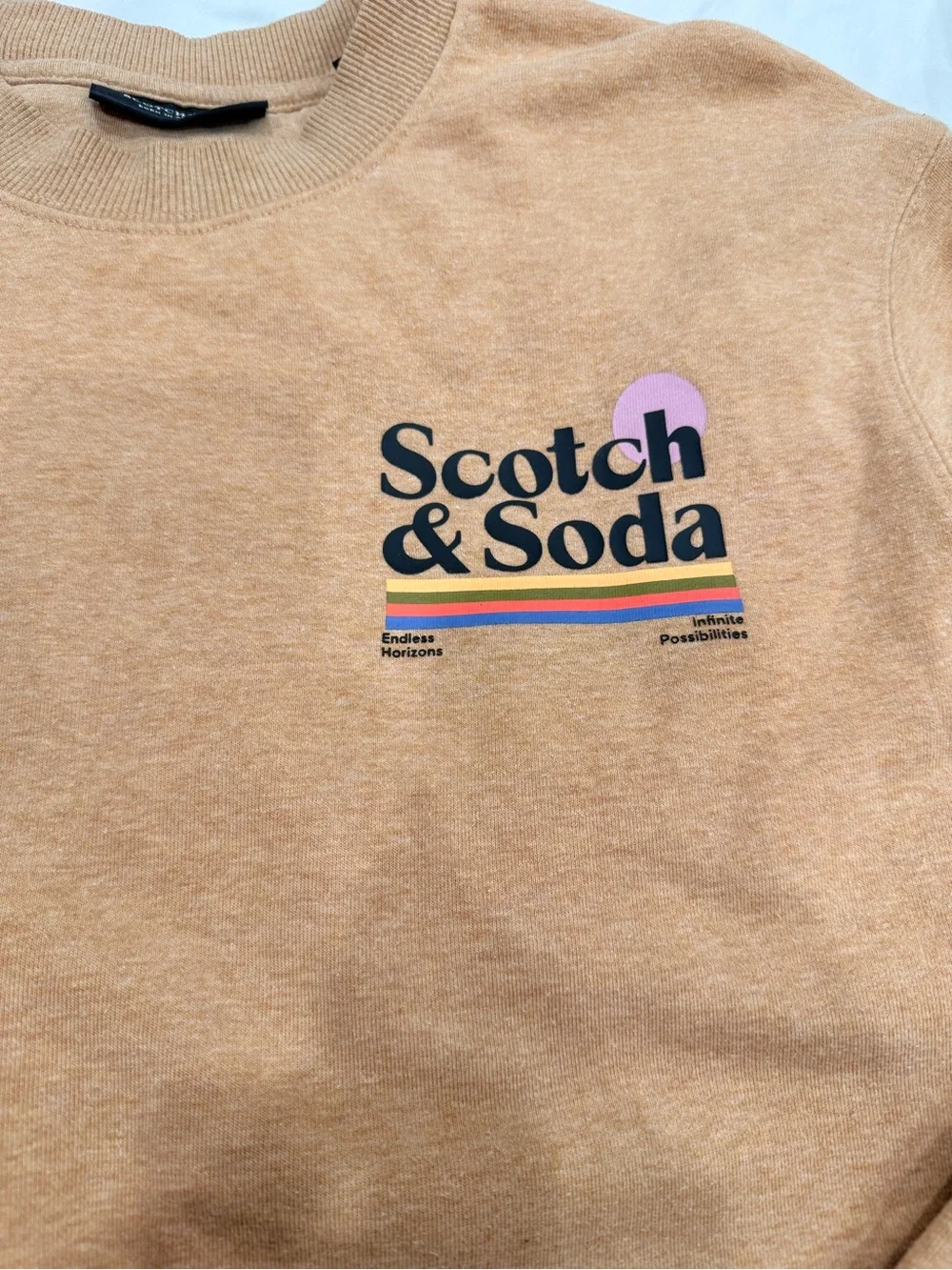Scotch & Soda Men’s Crewneck Sweatshirt in Warm Tan with Logo